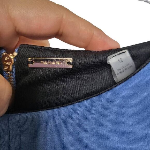 Tahari Color Block Sleeveless Blue Black Shift Dress Size 12 - Picture 7 of 9